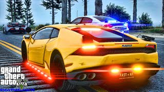 Playing GTA 5 As A POLICE OFFICER Supercars Sunday Patrol|| Huracan|| GTA 5 Lspdfr Mod| 4K