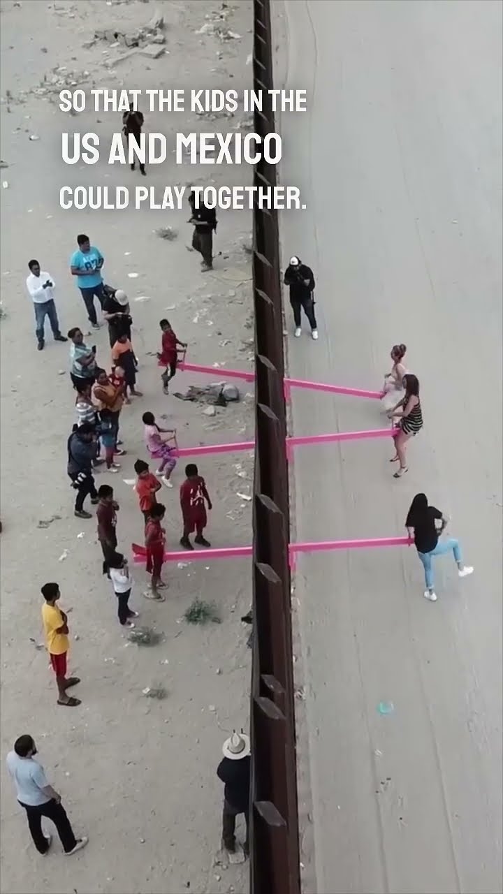 They made a seesaw at the border wall of U.S. and Mexico so the kids could play together 👏❤️