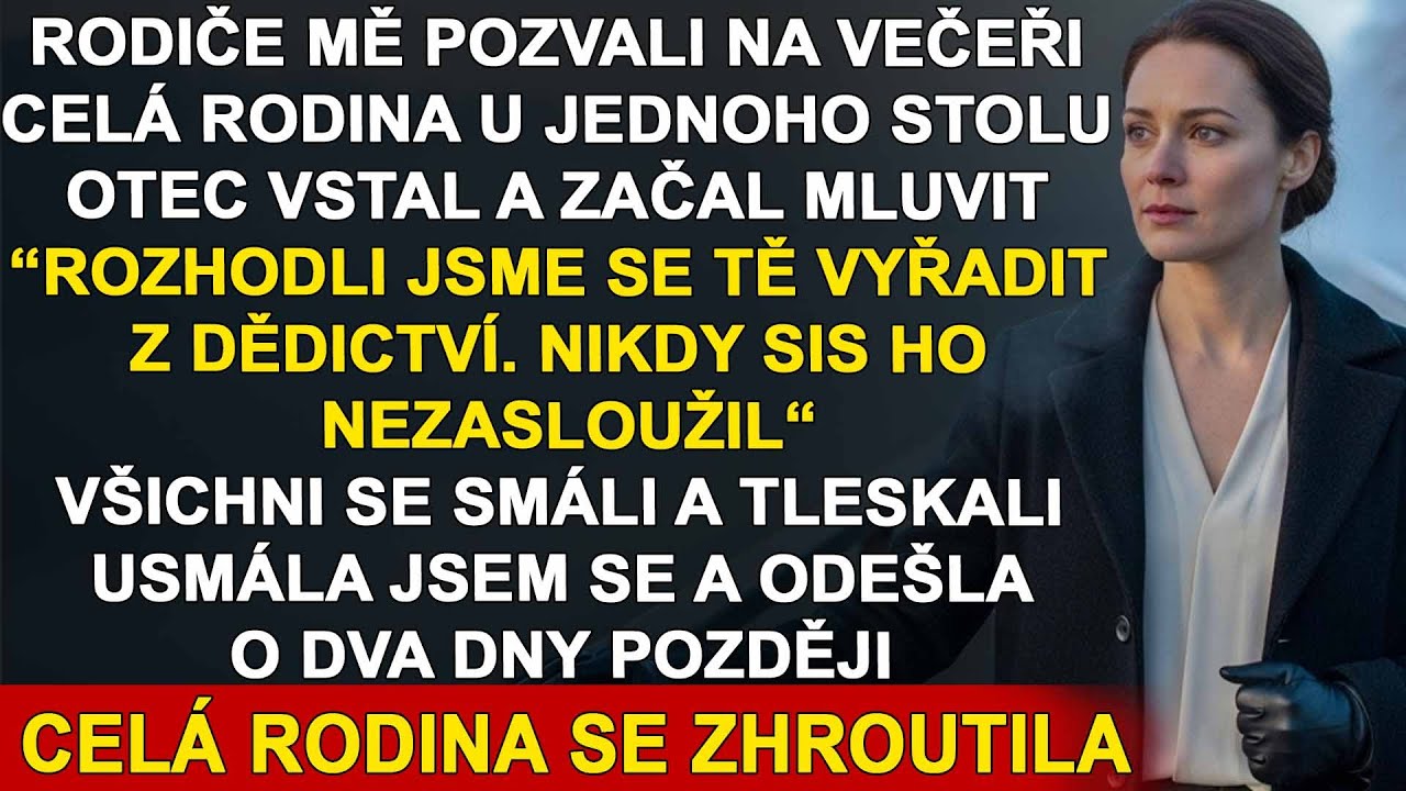 Rodiče mě pozvali na slavnostní rodinnou večeři se všemi příbuznými  Pak otec vstal a všem oznám