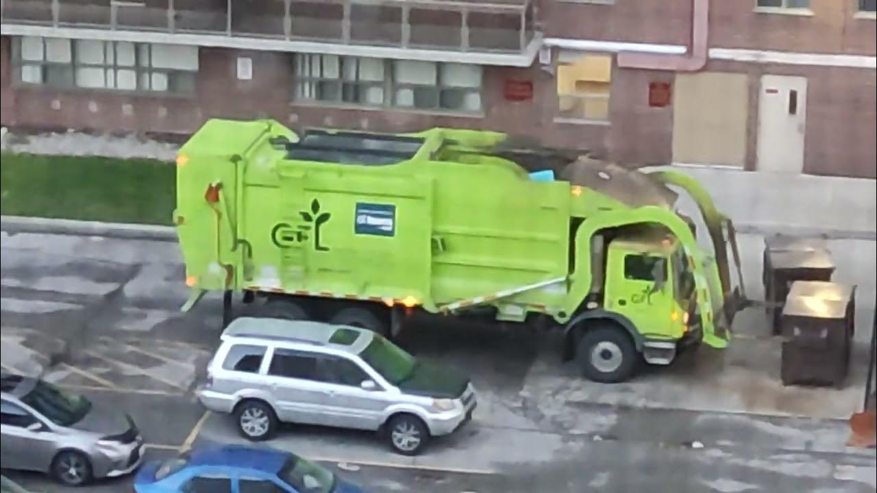 GFL Toronto Picking Up 2 Garbage Bin At The Opposite Apartment 2350 it Came 713AM Pick Up
