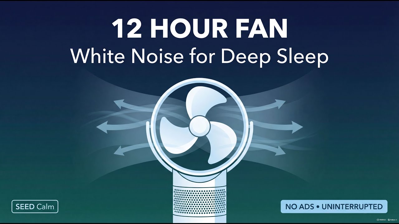 12 Hour White Noise Fan for Sleep | Block Noise, Calm Racing Thoughts, Deep Rest