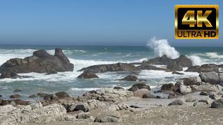 4K Blue Sea Waves Crashing on Grey Rocks | 3 Hour Seamless Loop for Sleep, Relax, & Meditate