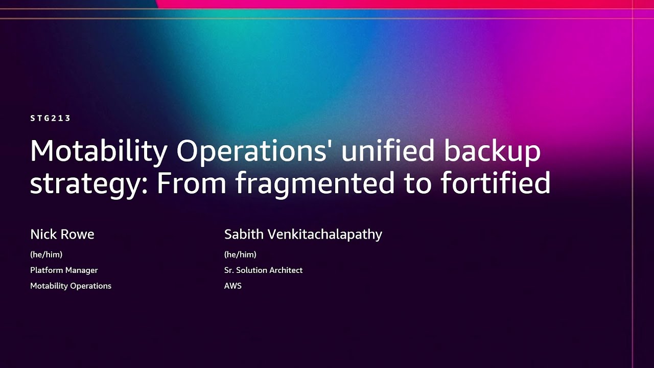 AWS re:Invent 2025 - Motability Operations' unified backup strategy: From fragmented to fortified