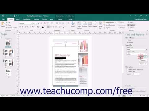 Publisher 2016 Tutorial Using Find and Replace Microsoft Training