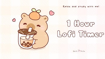 1 Hour - Relax & study with me Lofi | Boba Capybara #timer #1hour #1hourloop #lofi #relaxing #calm