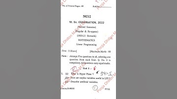 CRSU M.Sc 2nd sem Linear programming mathematics examination 2022