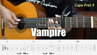 Vampire - Olivia Rodrigo - Fingerstyle Guitar Tutorial + TAB & Lyrics