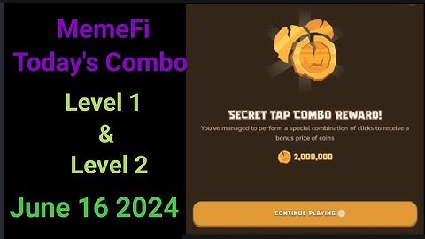 MemeFi Secret Tap Combo 16/06/2024 Claim it and Get free 5M coins #hamsterkombat