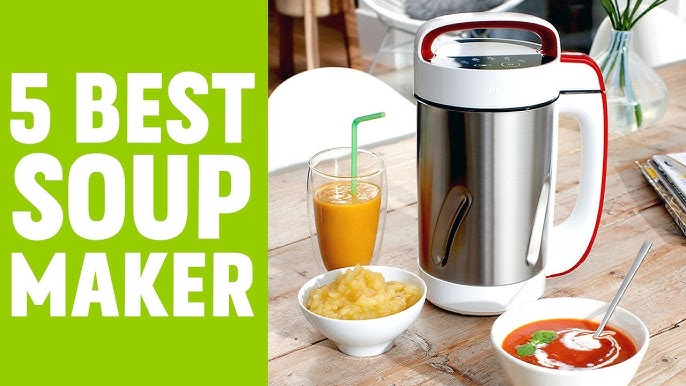 Potlimepan Soup Maker 1.6 L, 6 in 1 Multi-Funcation Soup and Smoothie Maker  with Smart Control Panel, Stainless Steel Hot Soup Maker Electric, Makes