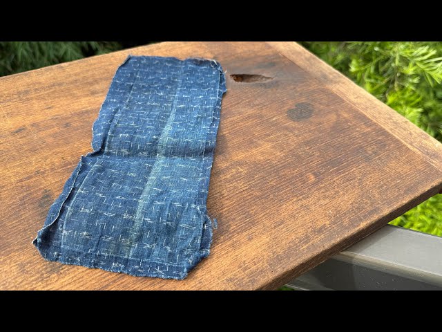 🎎 Antique Japanese Kasuri Indigo Boro Fabric Patch – Japan