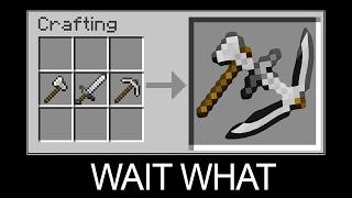 Minecraft wait what meme part 25 (Crafting Axe Sword Pickaxe Mix)