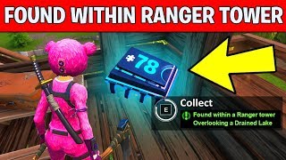 FOUND WITHIN A RANGER TOWER OVERLOOKING A DRAINED LAKE - Fortnite Fortbyte #78 Location Guide