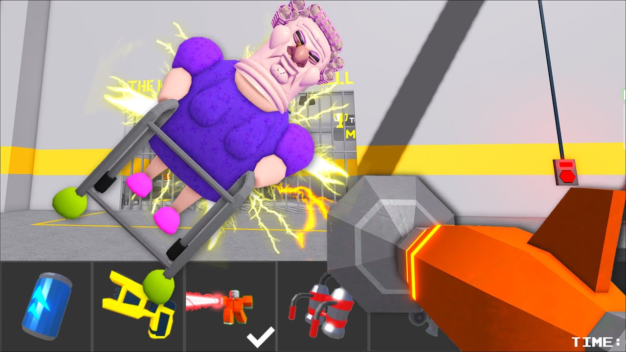 Grumpy Granny Playing with ITEMS! BARRY'S PRISON RUN! [UPGRADE] HARD MODE Roblox 
