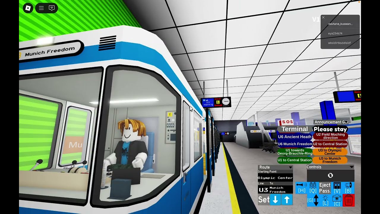 Roblox: U-Bahn Simulator U3 from Munich Freedom to Olympic Center Health round-trip
