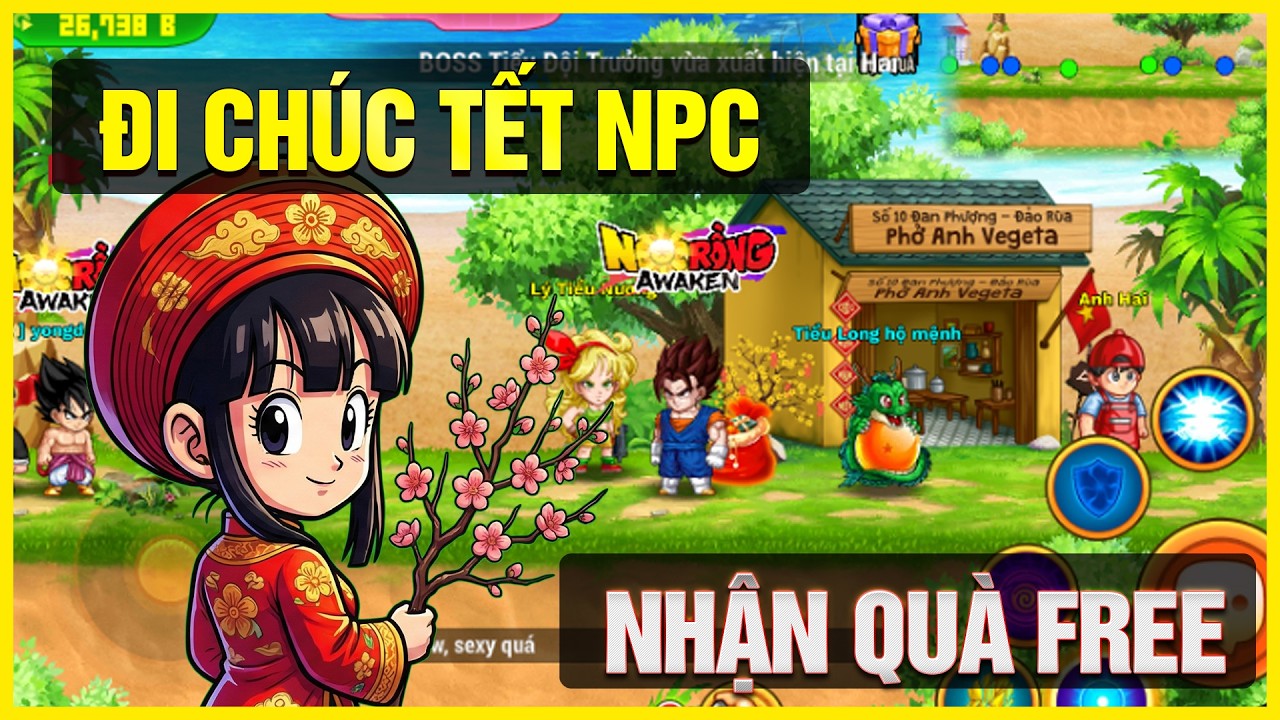 Ngọc Rồng Awaken | Mùng 1 Tôi Đi Chúc Tết Tất Cả Các NPC Trong Game.. Nhận Quà Free