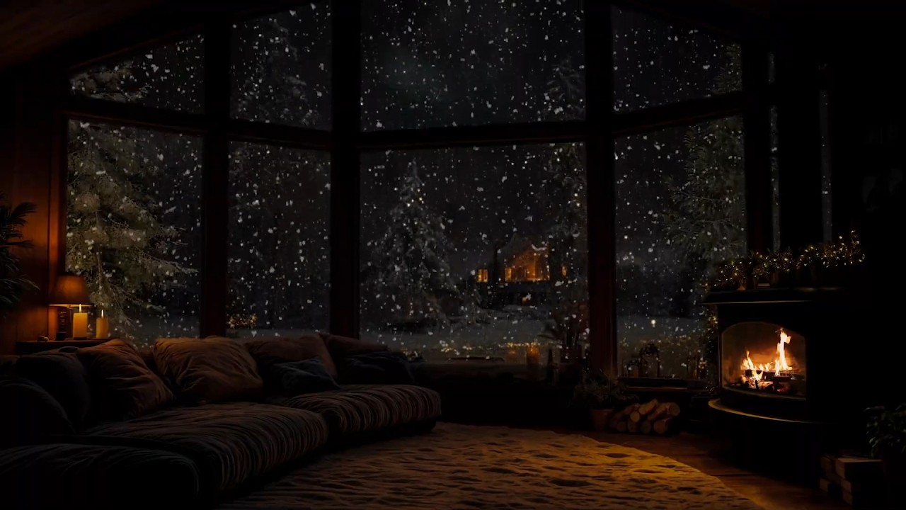 ❄️ Soft Snowfall & Fireplace Crackling🔥 Calm Winter Sounds for Studying & Anxiety Relief • Deep Rest