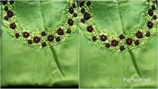 വെറും thread മാത്രം മതി e design ചെയ്യാൻ|Hand Embroidery neck design|passion in fashion