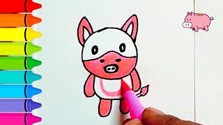 CUTE PIG 🐷🐷 Drawing step by step - Easy Drawing / ‎Funny FACTS @Doodlekidzdrawing