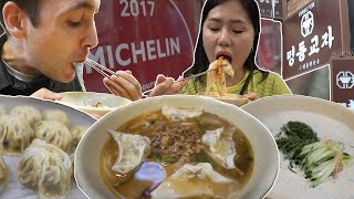 Eating at Seoul Michelin Star Dumpling \& Noodle Restaurant: Myeongdong Kyoja Korean Food Review