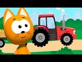 Animales en camiones y tractores | Canciones infantiles | El gatito Koté