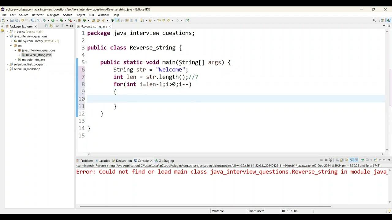  1 reverse a string using for loop java tamil youtube