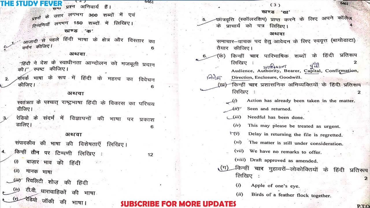 B.A.(Hons.) 1st Year - Political Science "Hindi Language" Question Paper 2019 [SOL] DU