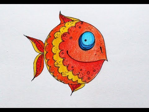 Как нарисовать золотую рыбку / видео уроки рисования для детей