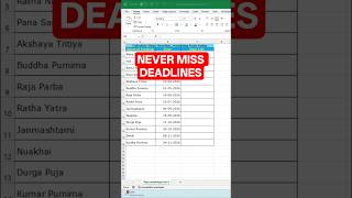 Excel Trick: Auto Days Left & Overdue Tracker ⏰#shorts #excel #youtubeshorts #exceltricks