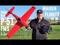 Fms  p51 dago red  11m  maiden flights on 4s  6s