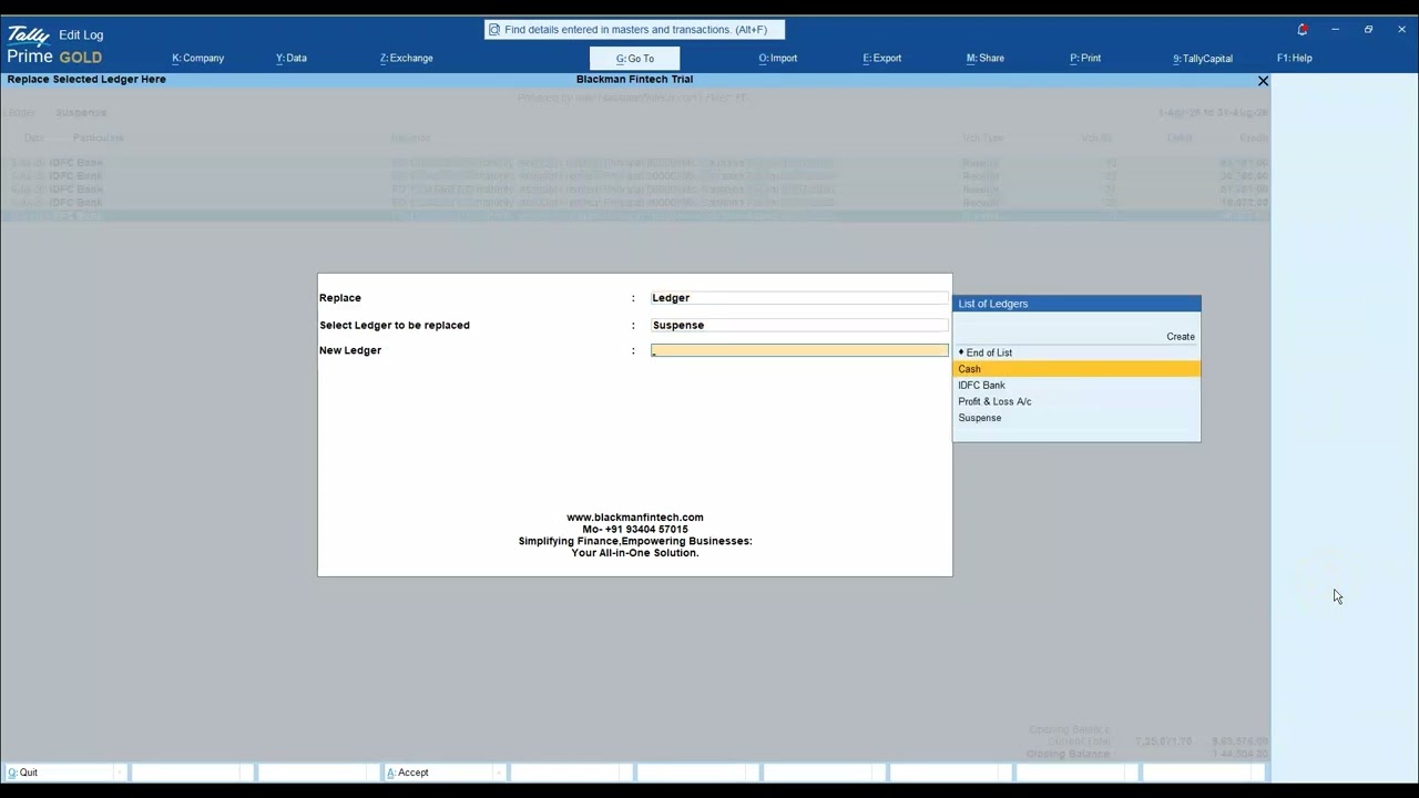 Video: moving several Suspense entries to the right ledger at once