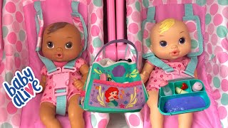 Baby Alive newborn girls packing diaper bag and Lunch box for Grandmas House 👵🏼