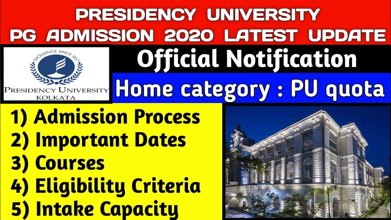PRESIDENCY UNIVERSITY PG ADMISSION 2020💥|presidency university kolkata|pumdet 2020|pg admission 2020