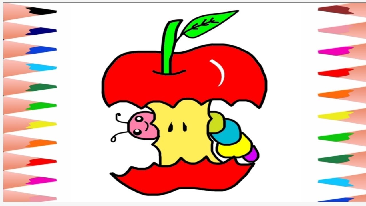 Apple and Caterpillar Drawing caterpillar eating apple YouTube