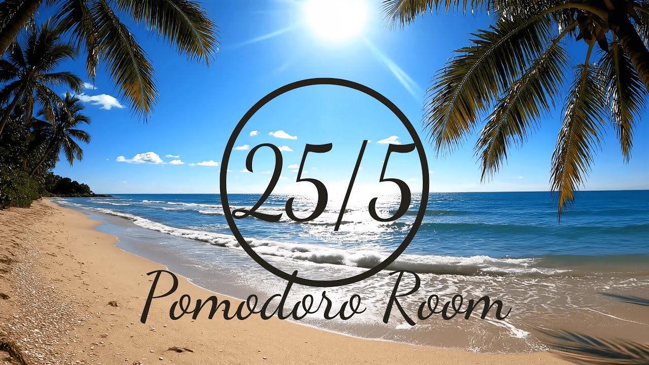 Cozy Ocean Waves Pomodoro 🌊 | Deep Focus & Study with Sea Sounds (25/5)