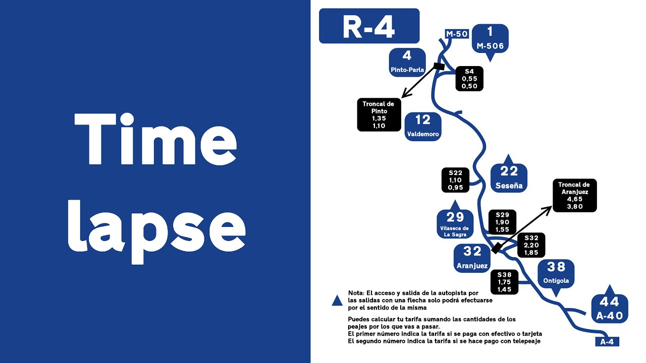 Timelapse Mapa peajes autopista R-4 - YouTube