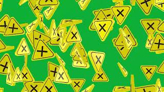 3D Danger Caution Sign Swirling Loop on Green Screen Background | 4K | FREE TO USE