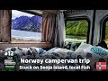 Stuck on Senja island, local fish gift, drone over Norway. Self made campervan trip to Norway #12