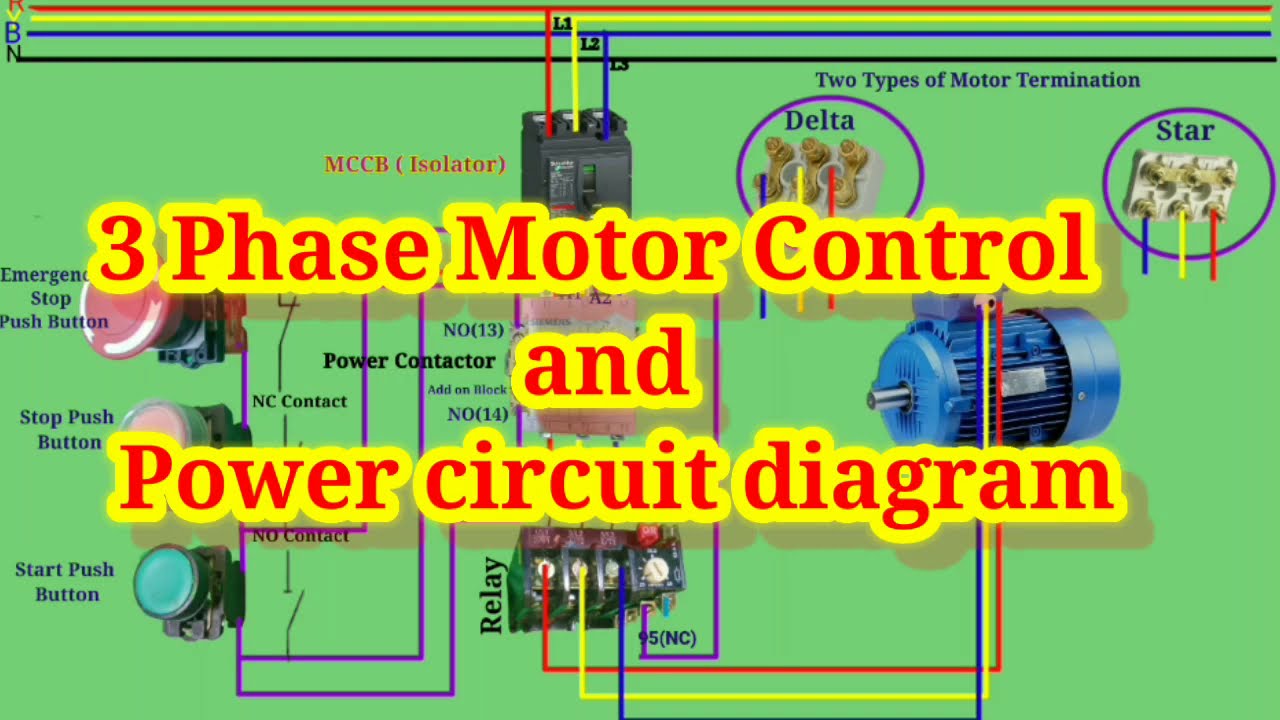 3 phase motor control and power circuit diagram - YouTube