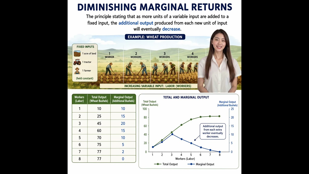 Diminishing Marginal Returns in Economics Explained Simply