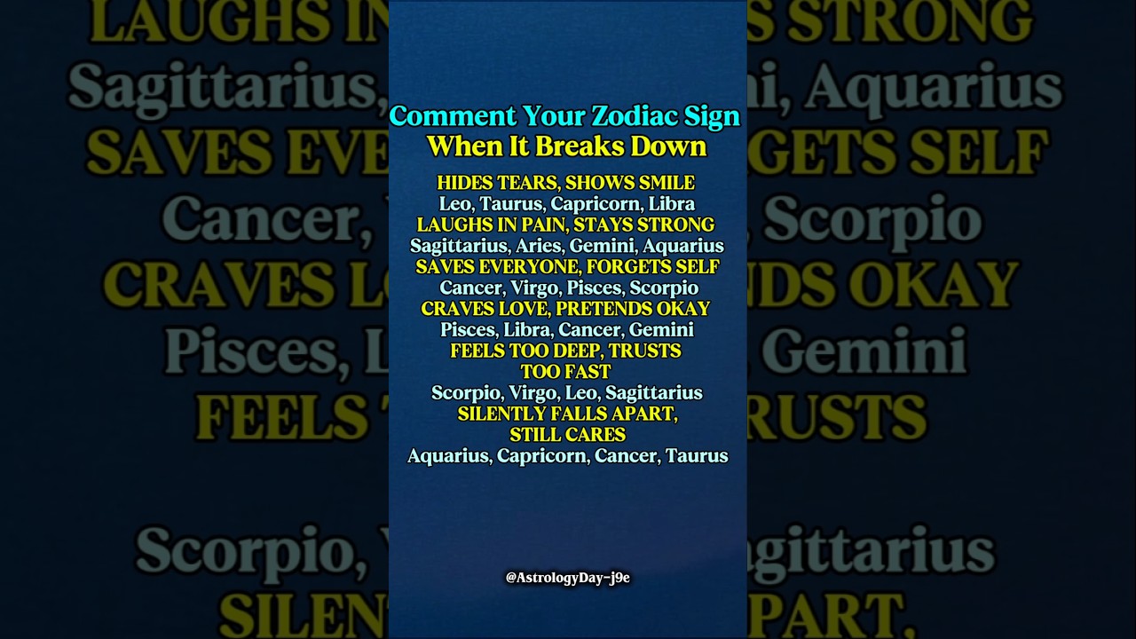 How Each Zodiac Sign Breaks Down | Comments Your Zodiac Signs 