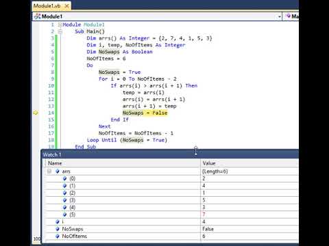 Optimised bubble sort - YouTube