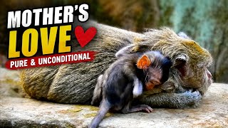 Baby Monkey Finds Comfort in Mother’s Loving Arms 🐒❤️#monkey #animals #cute 
