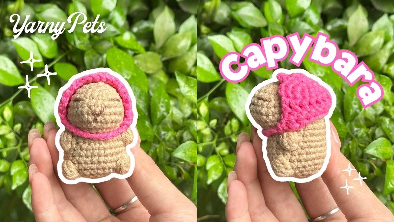 How to Crochet Capybara With Hat for Beginners Step by Step #YarnyPets