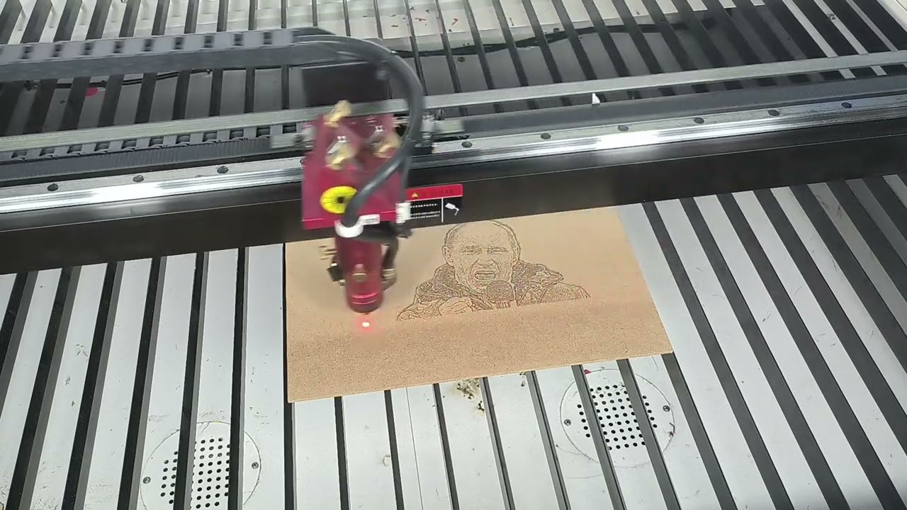 Laser engraving of Vladimir Putin's clenched fist