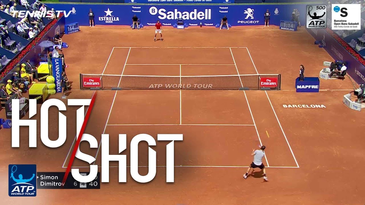 Hot Shot Dimitrov Hits Half Volley Winner Barcelona 18 Youtube