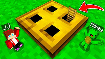 JJ Family and Mikey Family Build Secret TINY BASE Inside TRAPDOOR in Minecraft - Maizen