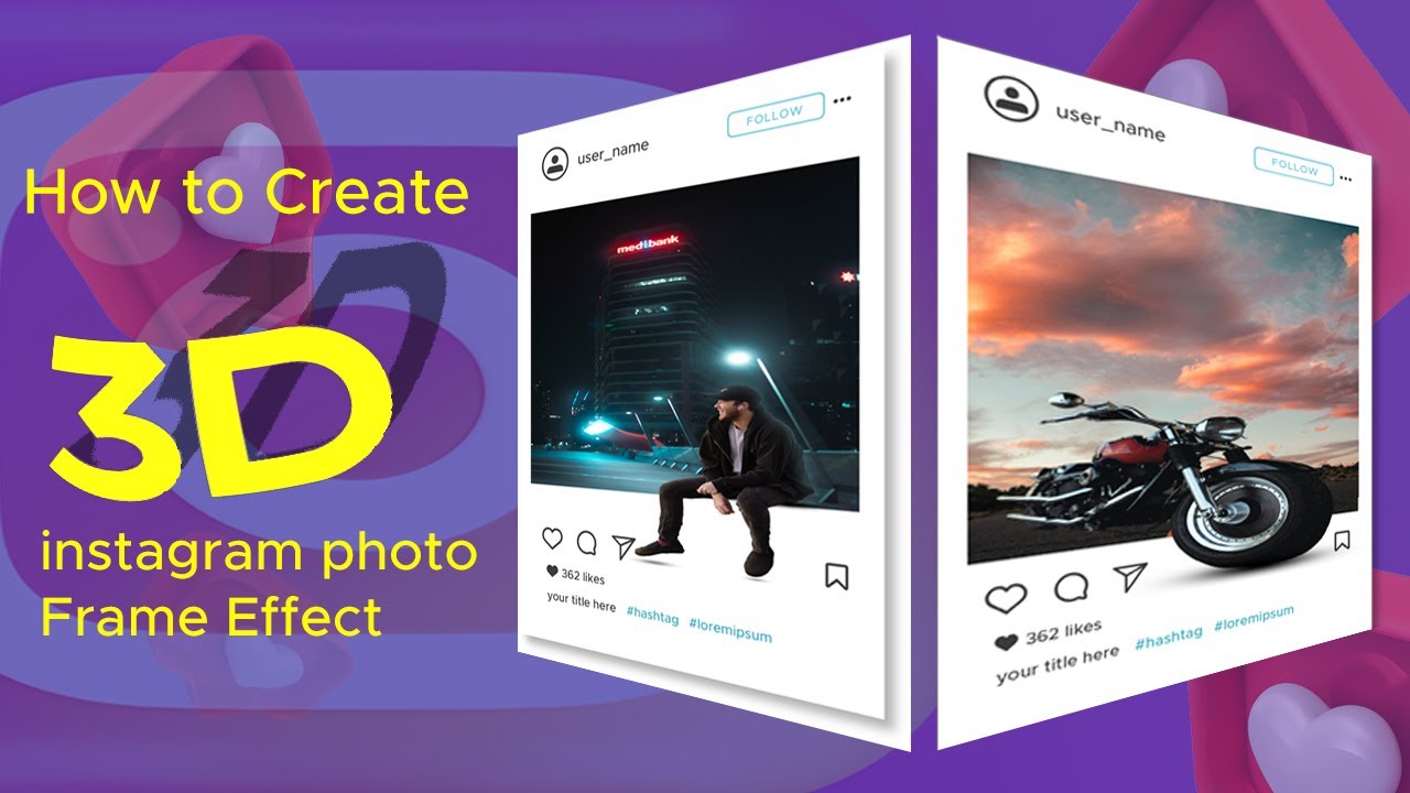 How to Create a 3D instagram photo Frame Effect YouTube