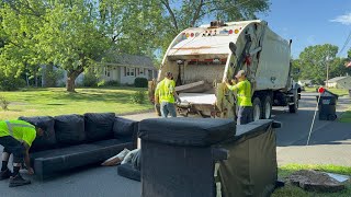 Fast Garbage Truck Packing Bulk Waste Piles 