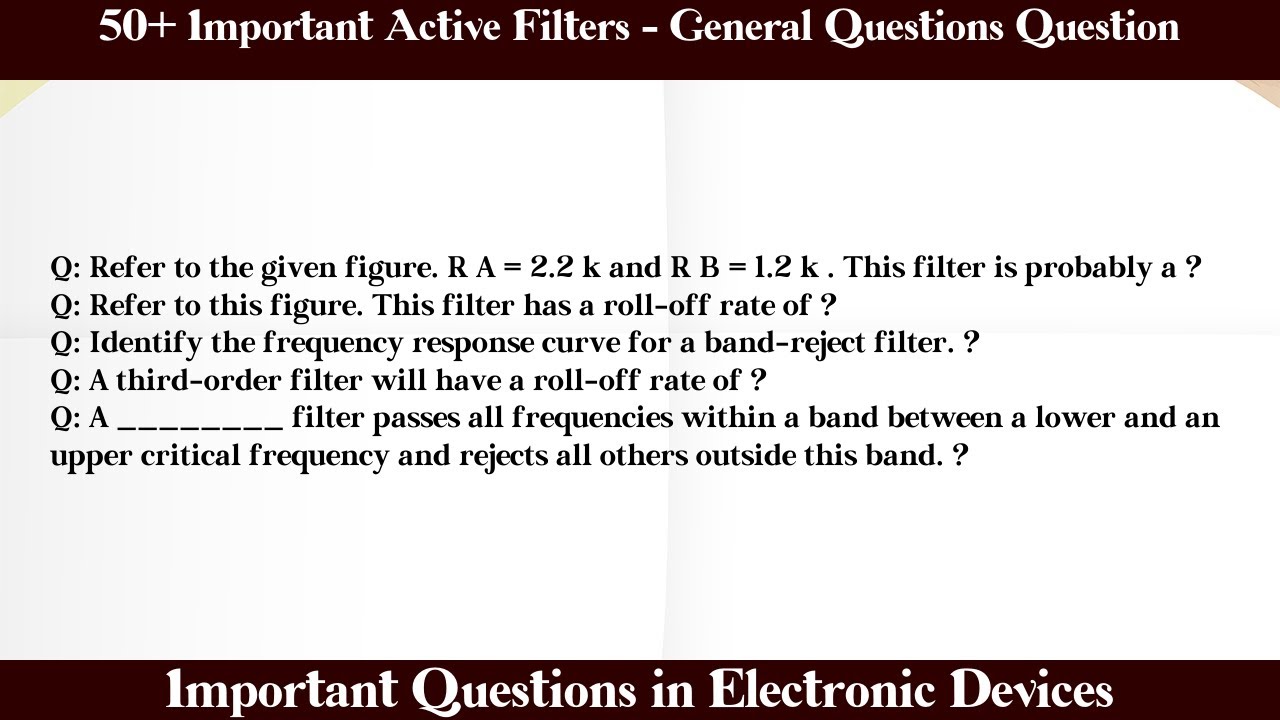 MCQ Questions Active Filters - General Questions with Answers
