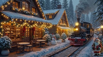 Peaceful Christmas Train Ambience - Relaxing Jazz For Gentle Snowfall & Warm Holiday Nights #01